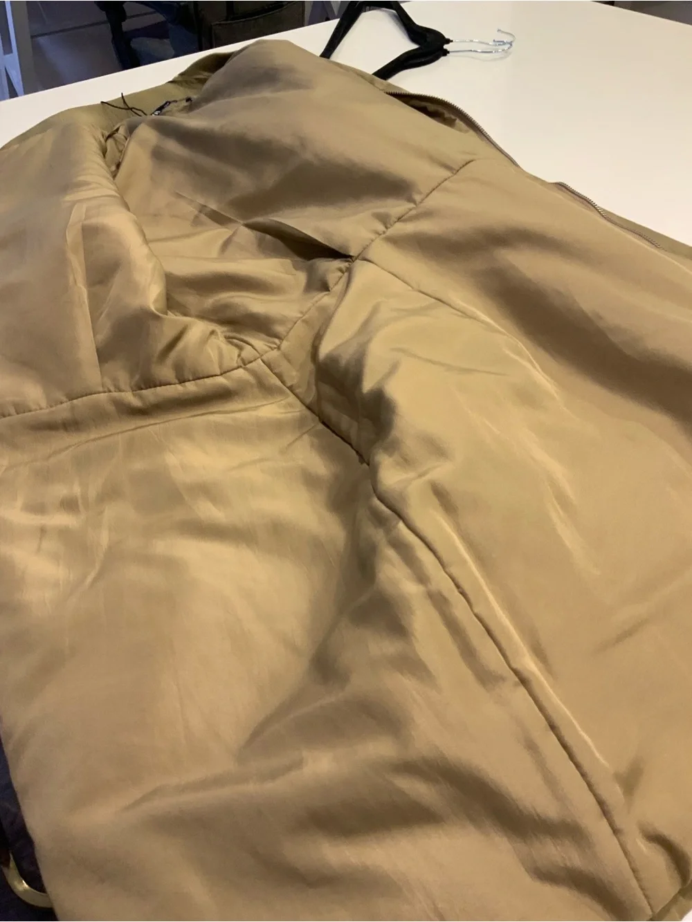 Zara Olive Green Long Bomber Jacket